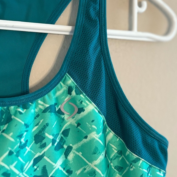 4/$10🎄Moving Comfort Teal Abstract Print Racerback Sports Bra - Picture 6 of 11